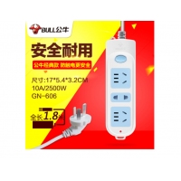 公牛牌插座插排短线学生宿舍家用4米长5米6米加长线接线板8插位2孔3洞电插板电源拖线板排插 1.8米