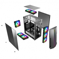 微星（MSI）雷万汀 中塔机箱/支持ATX主板/支持240水冷/标配1把ARGB风扇 （MAG LAEVATAIN）