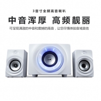 金河田（Golden field） Q10 电脑音箱 台式机笔记本电脑游戏重低音音响 白色标准版