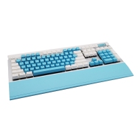 西部猎人 V100G 光轴（白+蓝）专业电竞游戏有线机械键盘 独家私模 带多媒体按键 宏定议编程 托盘 手机支架 RGB混光 云南键盘批发