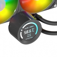 爱国者（aigo）冰魄SX360 ARGB版 黑色 数显屏一体式CPU水冷散热器（多平台扣具/PWM风扇/加厚冷排/陶瓷水泵）