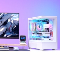 爱国者（aigo）星璨 小岚 白色 游戏电脑台式主机箱 垂直风道风冷/M-ATX主板/240水冷/270°海景房/4090显卡