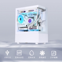 游戏风暴 星空mini 白 M-ATX海景房机箱台式机 双面玻璃/无立柱/240水冷位