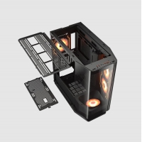 骨伽 星舰FV270 黑色 游戏电脑台式主机箱 支持360水冷 旋转台/ATX主板/四面快拆/270°海景房