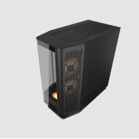 骨伽 星舰FV270 黑色 游戏电脑台式主机箱 支持360水冷 旋转台/ATX主板/四面快拆/270°海景房