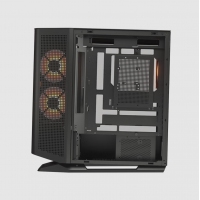 骨伽 星舰FV270 黑色 游戏电脑台式主机箱 支持360水冷 旋转台/ATX主板/四面快拆/270°海景房