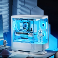 骨伽 星舰FV270 白色 游戏电脑台式主机箱 支持360水冷 旋转台/ATX主板/四面快拆/270°海景房