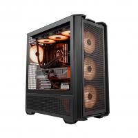 骨伽 乘风MX600 黑色 全塔台式玻璃侧透机箱 支持E-ATX主板竖装显卡360水冷/网孔面板