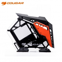 骨伽（COUGAR）征服者mini 黑橙 台式机箱游戏水冷侧透异型主机箱