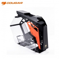 骨伽（COUGAR）征服者mini 黑橙 台式机箱游戏水冷侧透异型主机箱