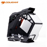骨伽（COUGAR）征服者mini 黑橙 台式机箱游戏水冷侧透异型主机箱