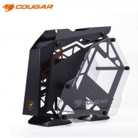 骨伽（COUGAR）征服者mini 黑橙 台式机箱游戏水冷侧透异型主机箱