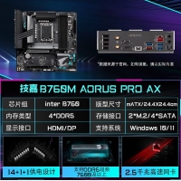 技嘉（GIGABYTE）电竞雕 B760M AORUS PRO AX 主板DDR5支持CPU 1390013700KF