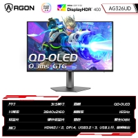 AOC 爱攻 32寸 AG326UD 4K超清QD-OLED 165Hz 直面电竞 显示器
